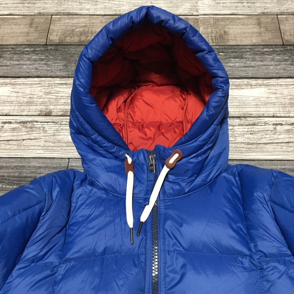 Abercrombie & Fitch Hooded Down Puffer Jacket Men’s S Blue Full Zip Pockets - Picture 10 of 12